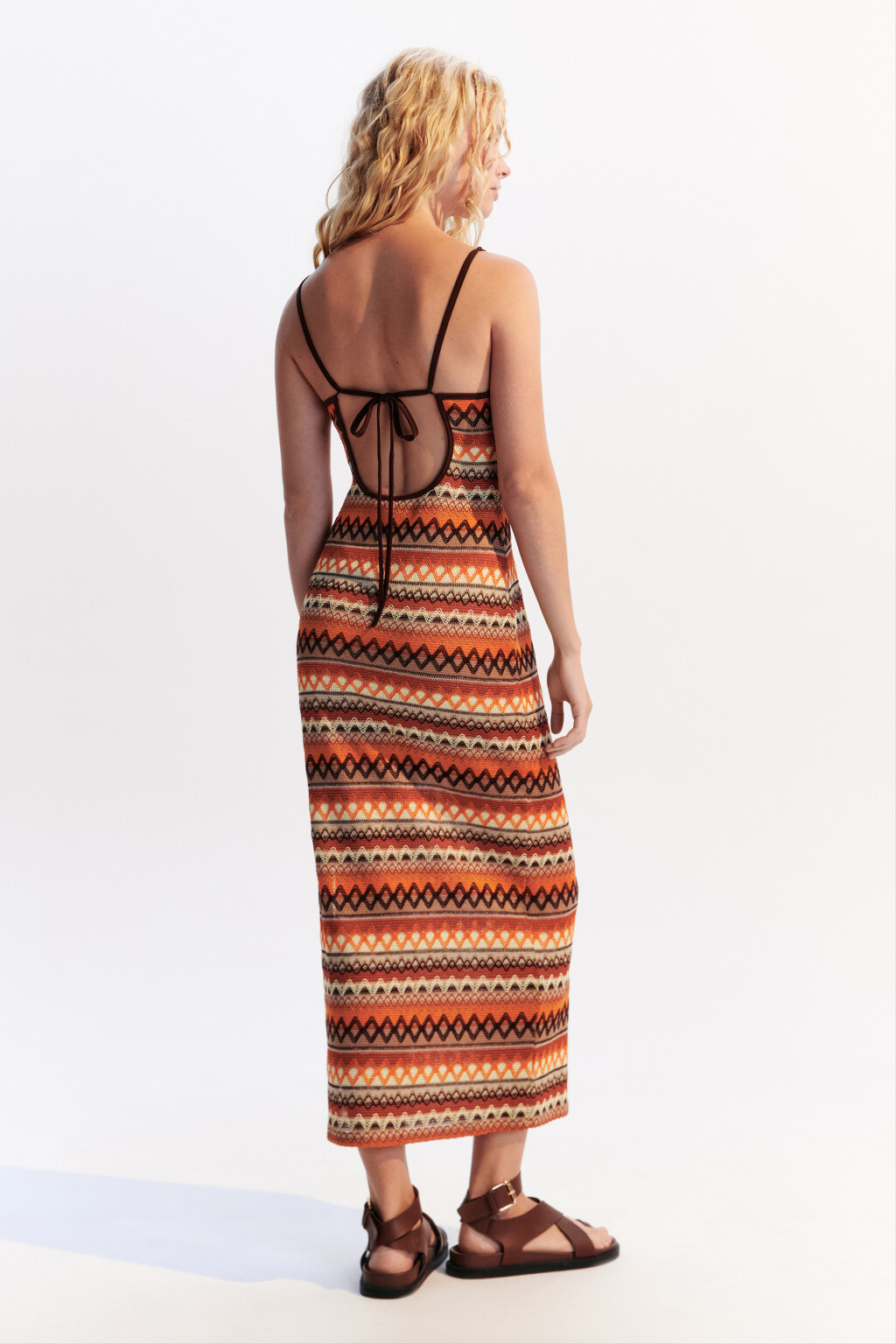 Платье макси облегающее ажурное - цвет мультиколор - 4