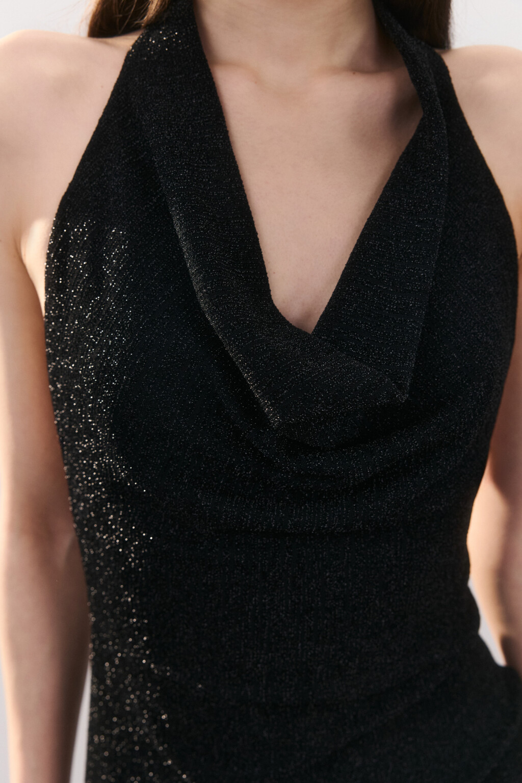 Платье мини коктейльное с люрексом - цвет черный - 7