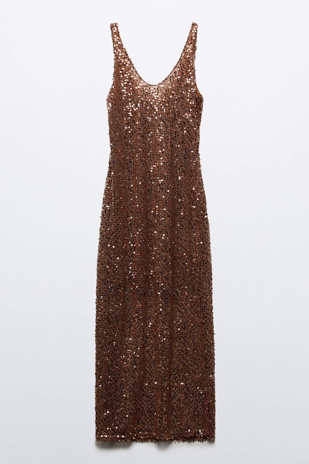 Платье-майка макси с пайетками - цвет бежевый - 9