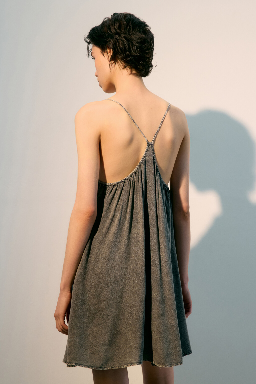 Платье-сарафан вискозное со стиркой - цвет серый - 4