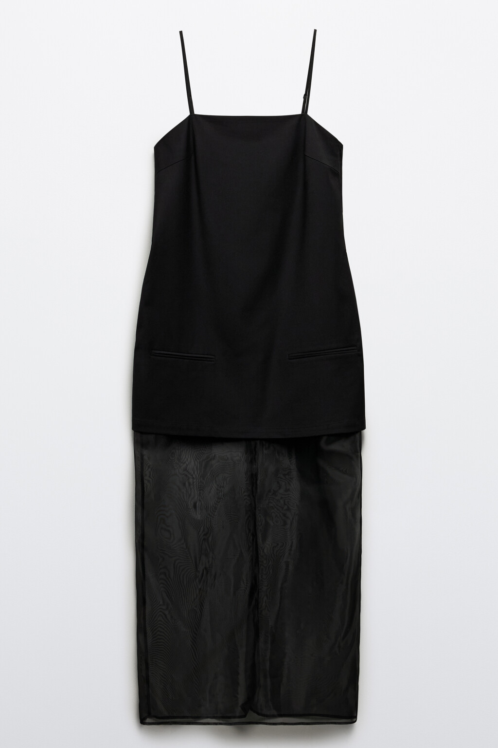 Платье макси с прозрачной вставкой - цвет черный - 9