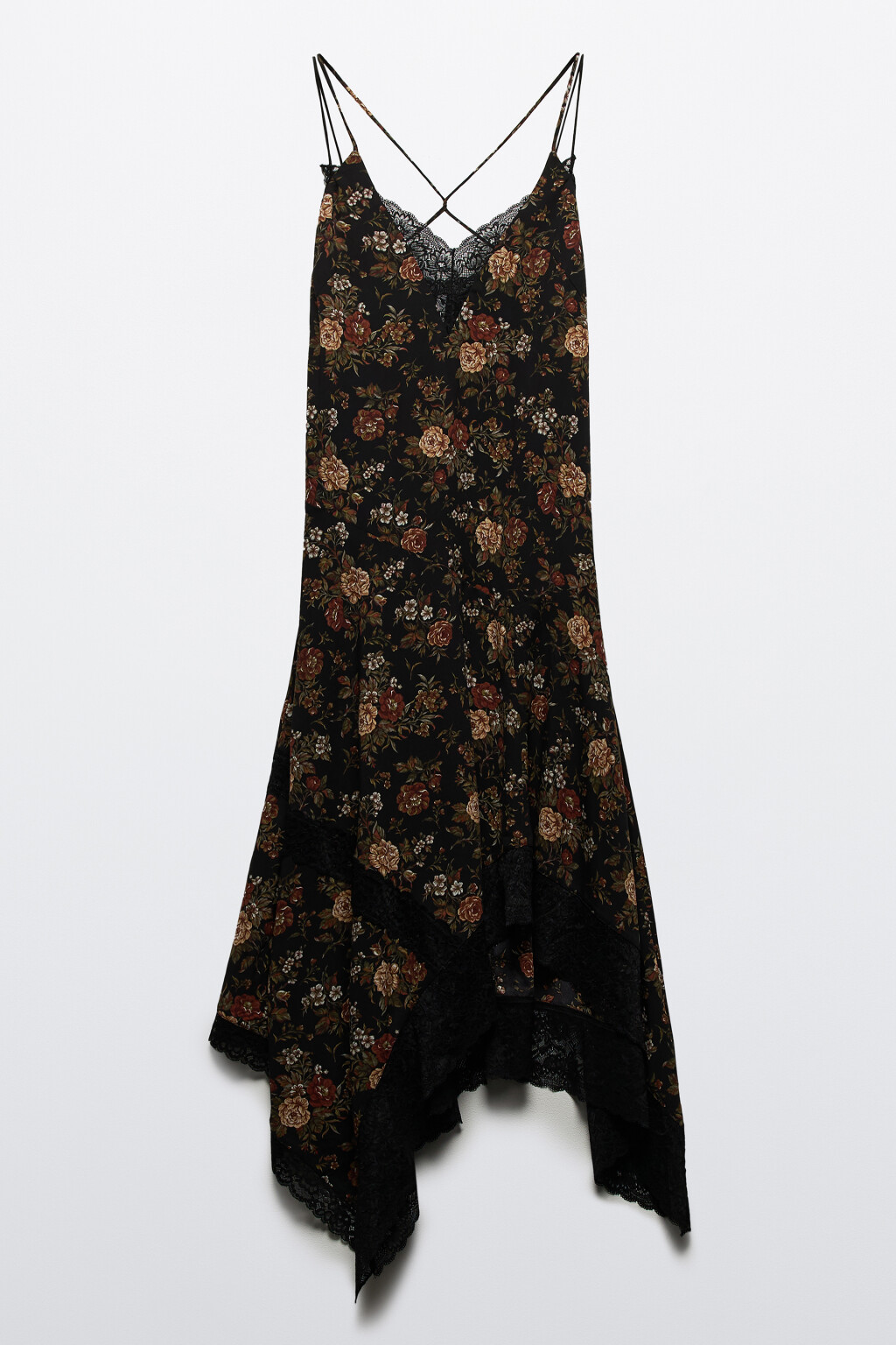 Платье асимметричное с кружевом и принтом - цвет мультиколор - 6