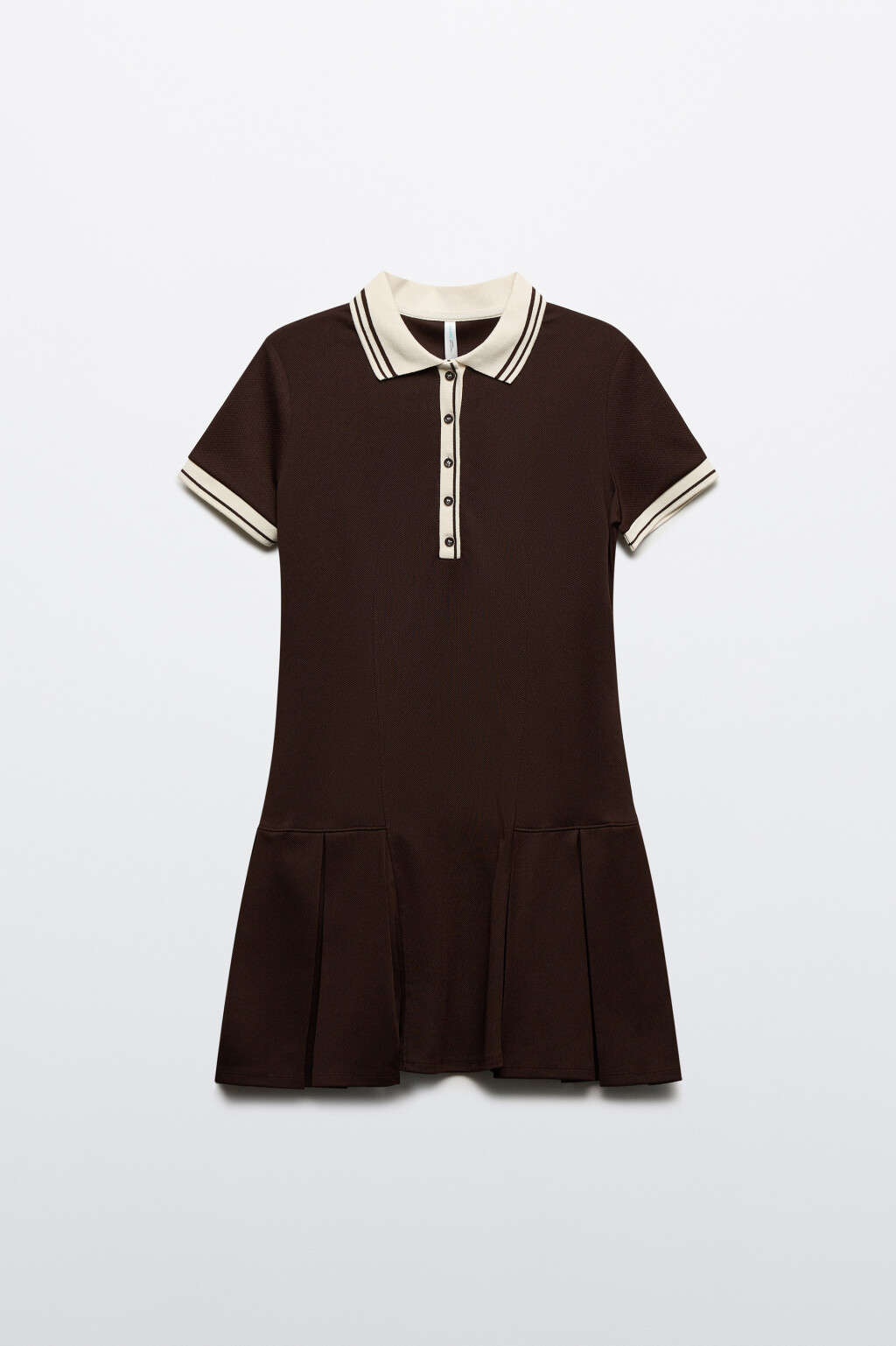 Платье-поло с юбкой в складку - цвет коричневый - 8