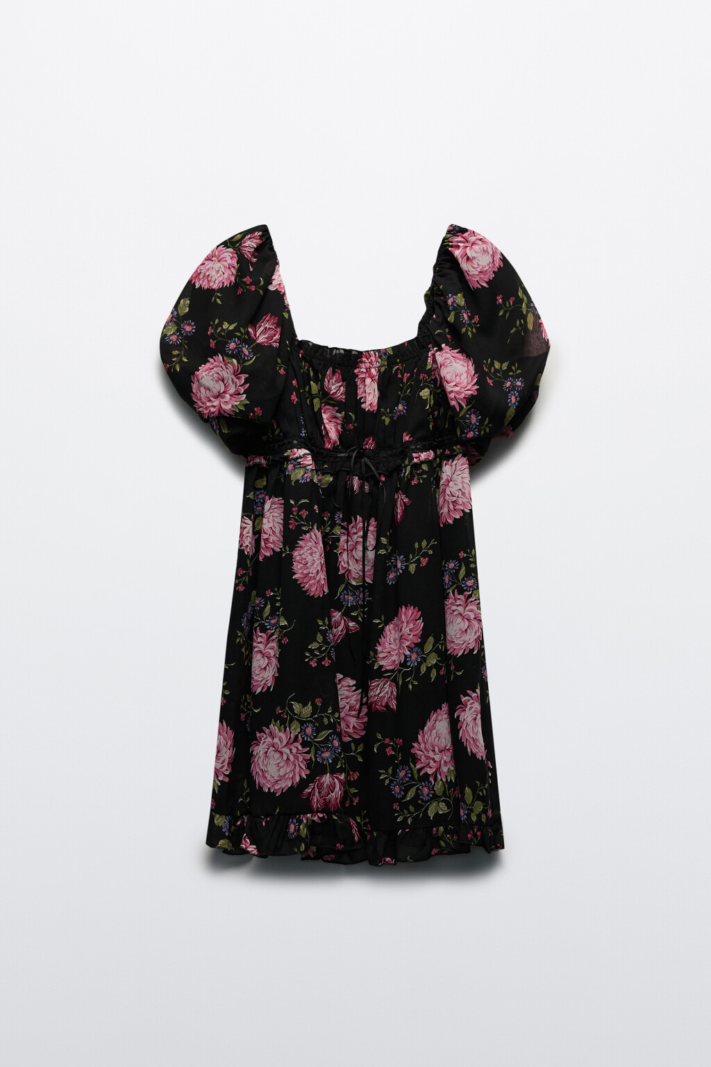 Платье мини шифоновое с оборками - цвет мультиколор - 8