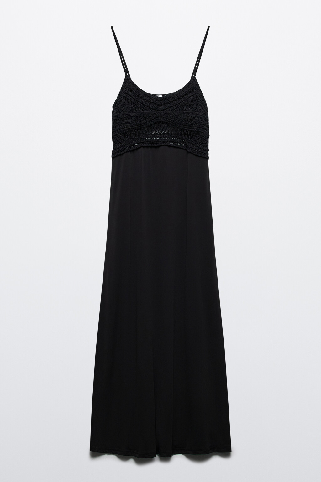Платье миди с ажурным лифом - цвет черный - 7