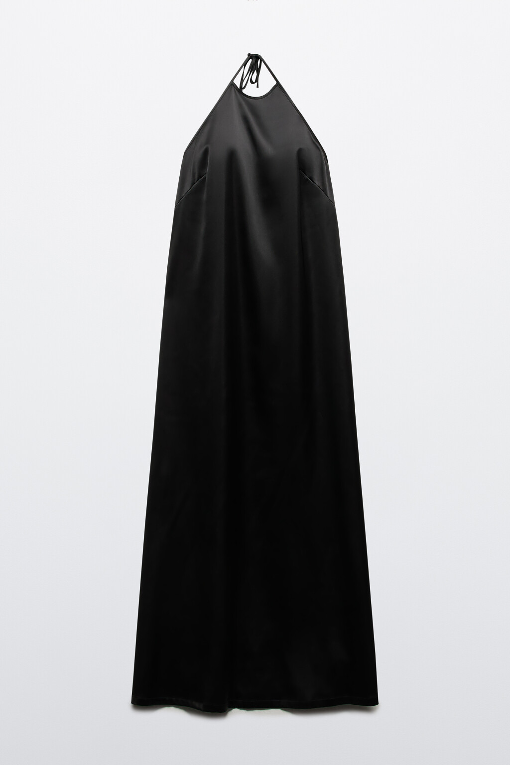 Платье-трапеция атласное с завязками - цвет черный - 7