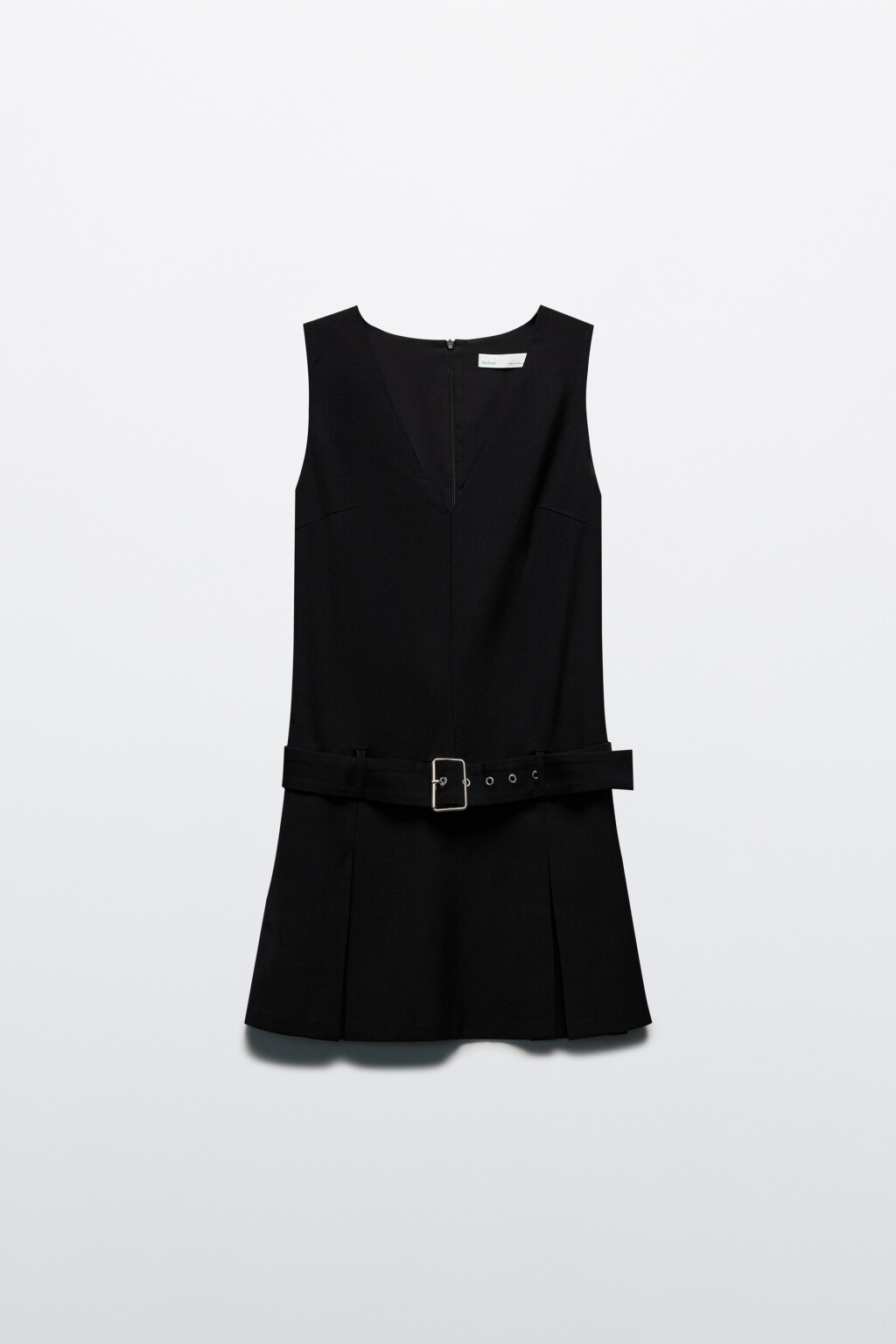 Платье-сарафан костюмное с ремнем - цвет черный - 8