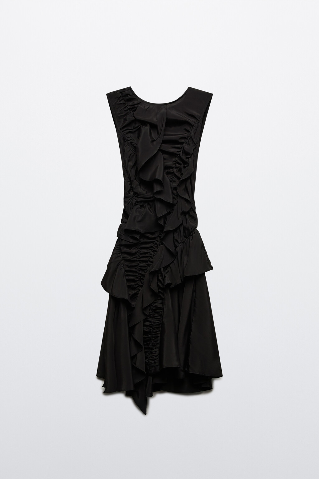 Платье мини с асимметричными воланами - цвет черный - 9