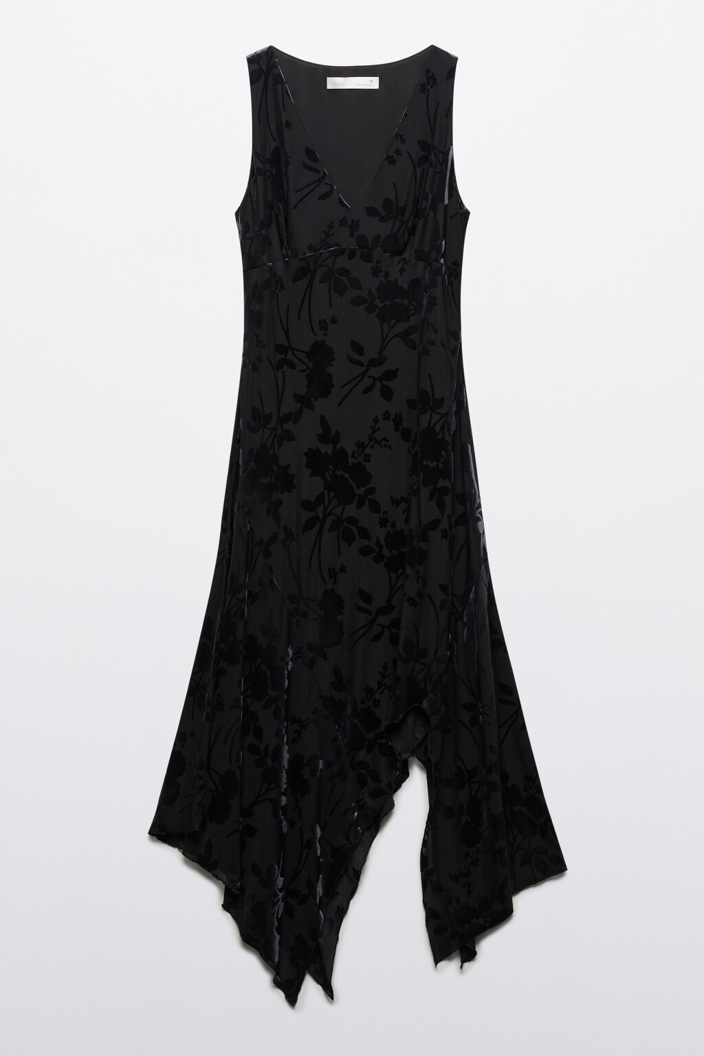 Платье асимметричное с бархатным принтом - цвет черный - 9