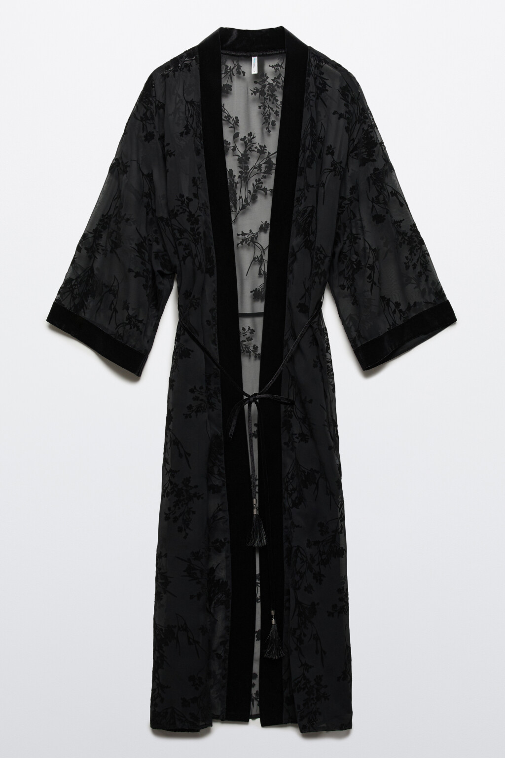 Кардиган-кимоно из сетки с принтом - цвет черный - 9