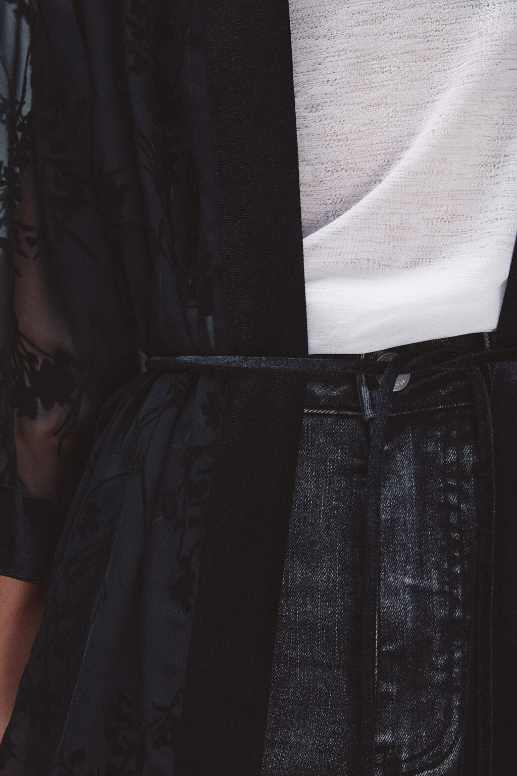 Кардиган-кимоно из сетки с принтом - цвет черный - 7