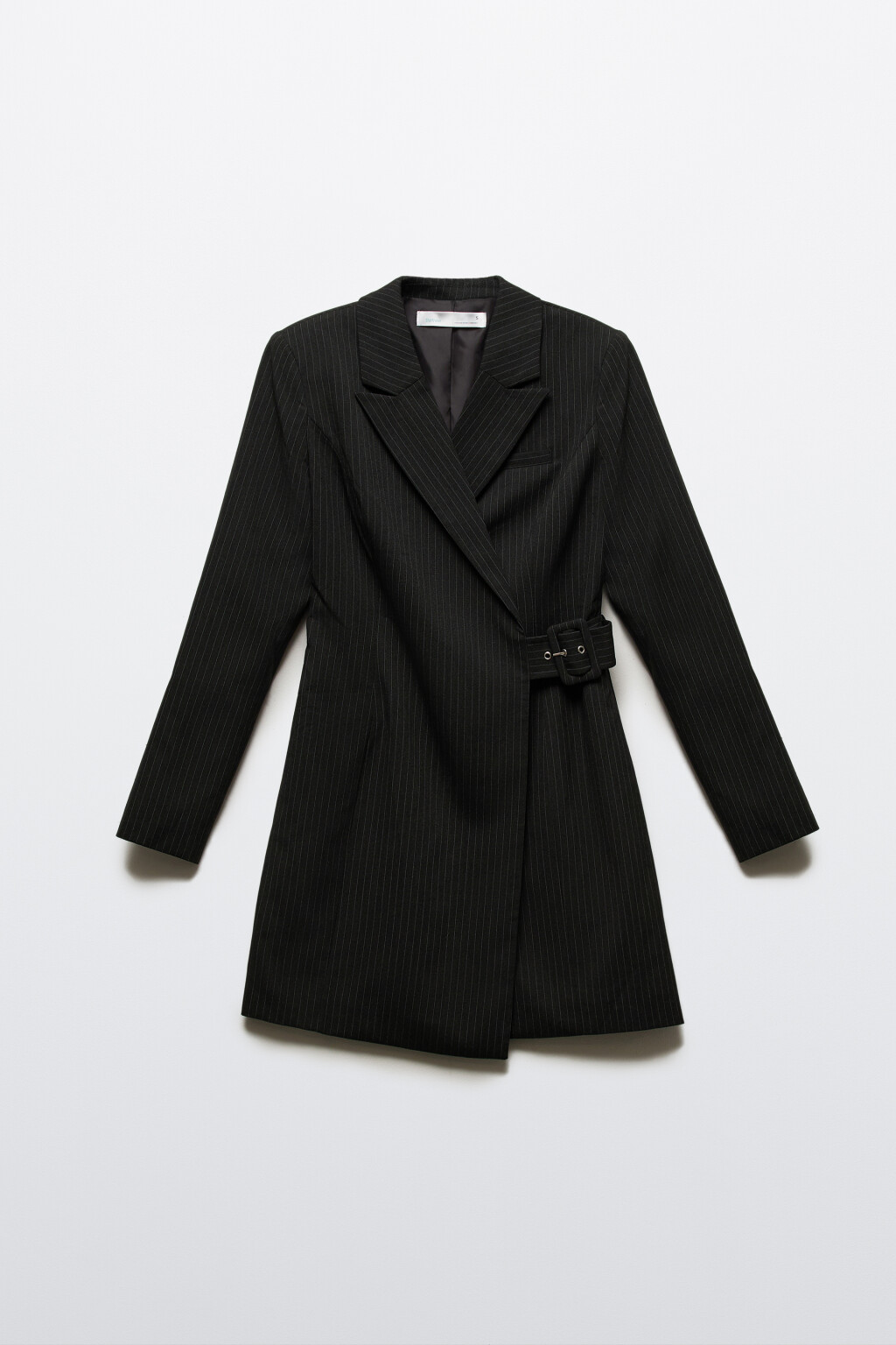 Платье-пиджак мини с ремешком - цвет серый - 7