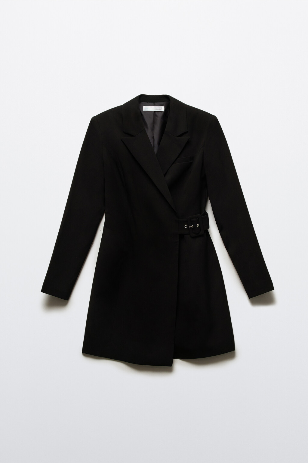 Платье-пиджак мини с ремешком - цвет черный - 7