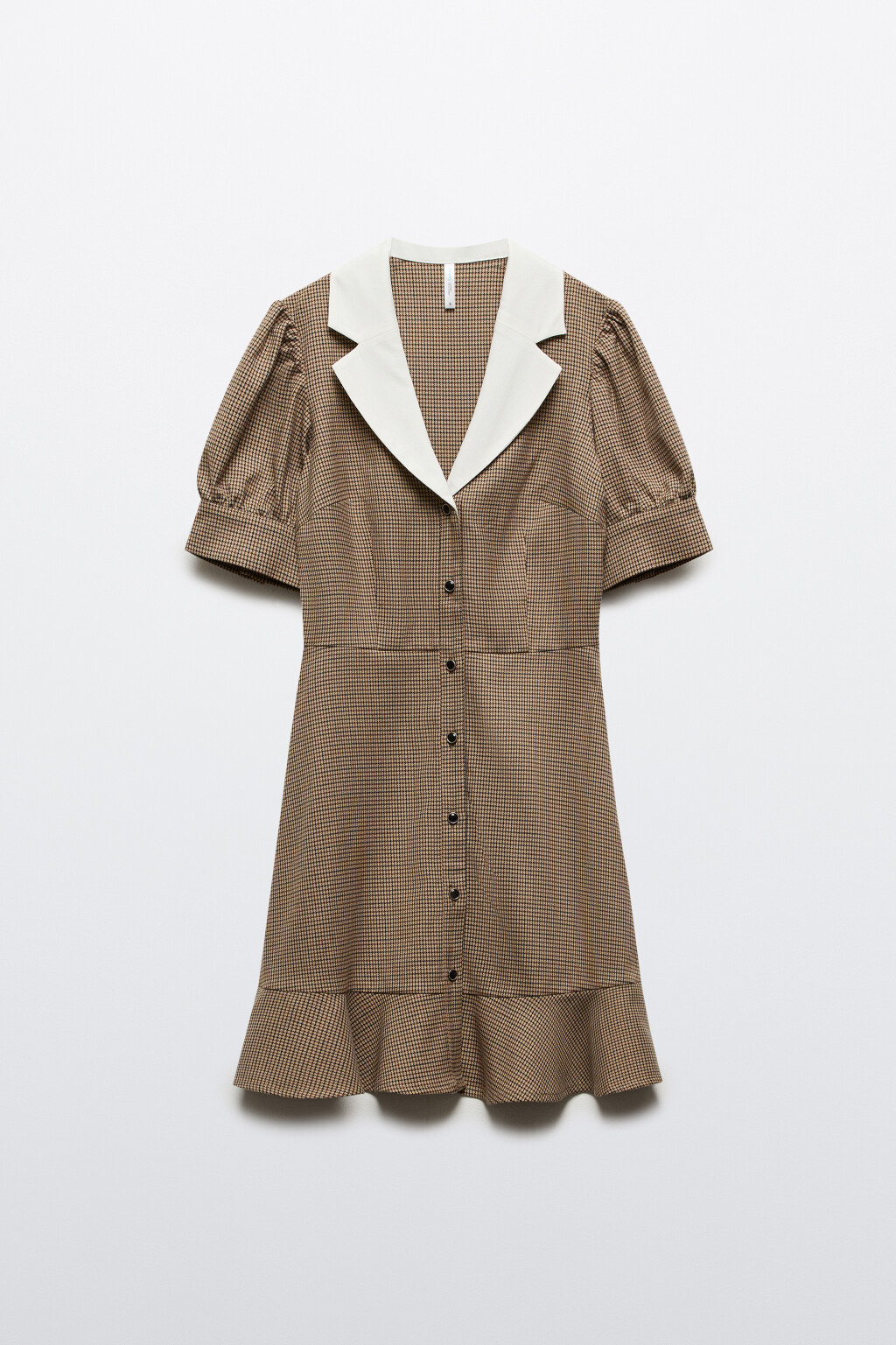 Платье мини с белым воротничком - цвет бежевый - 7