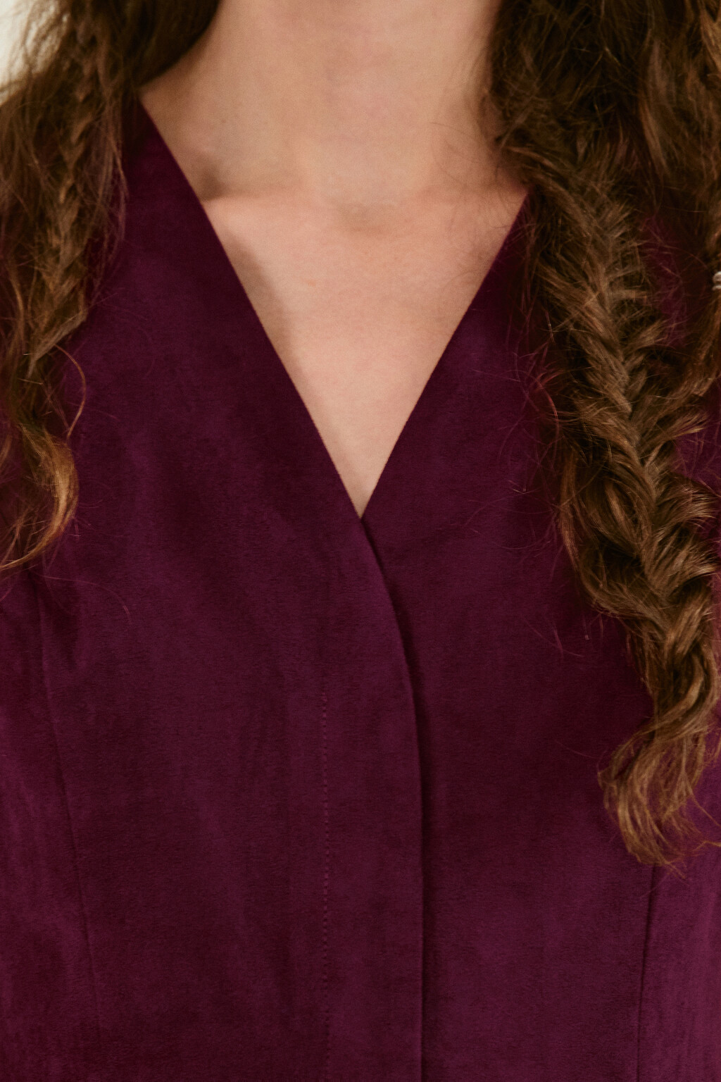 Платье бархатное с юбкой в складку - цвет красный - 6