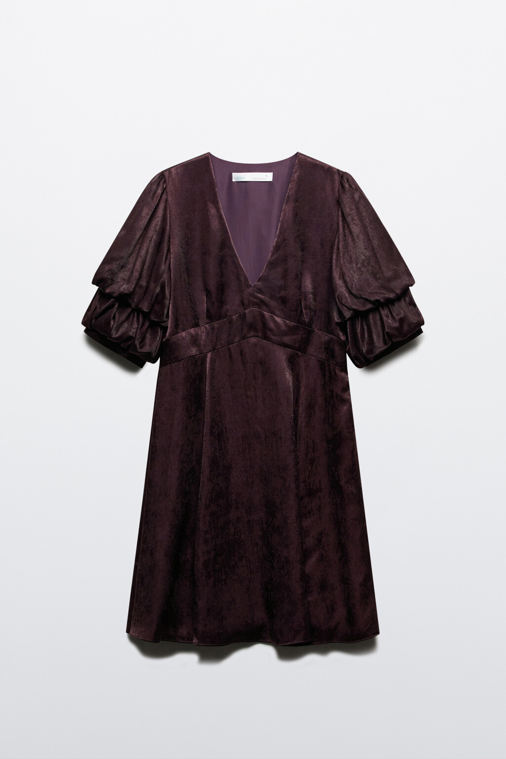 Платье мини с пышными рукавами - цвет коричневый - 8