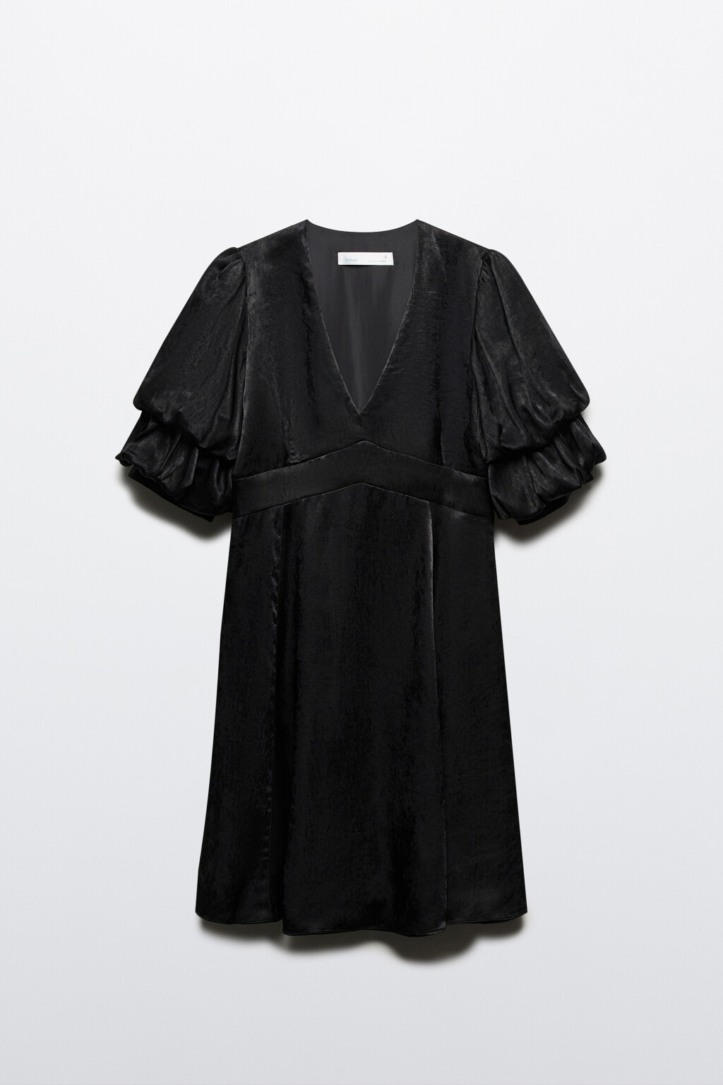 Платье мини с пышными рукавами - цвет черный - 8