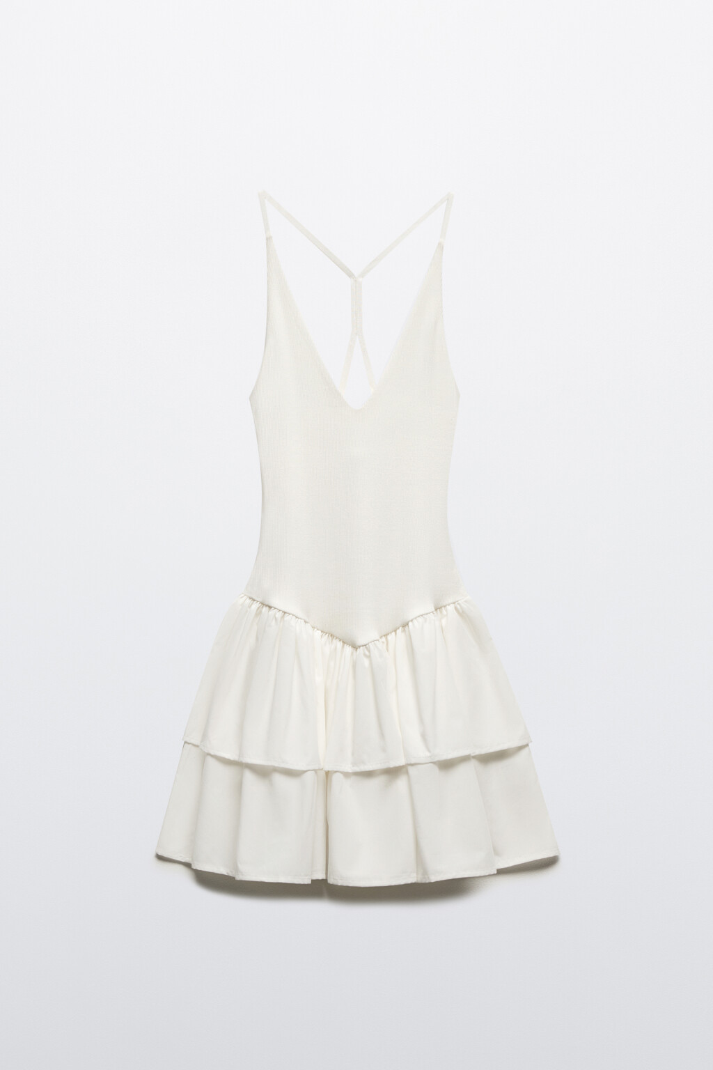 Платье мини с пышной юбкой - цвет белый - 8