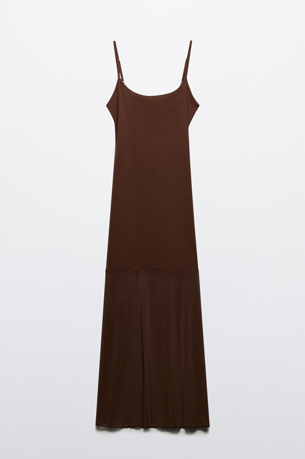 Платье-комбинация макси трикотажное - цвет коричневый - 7