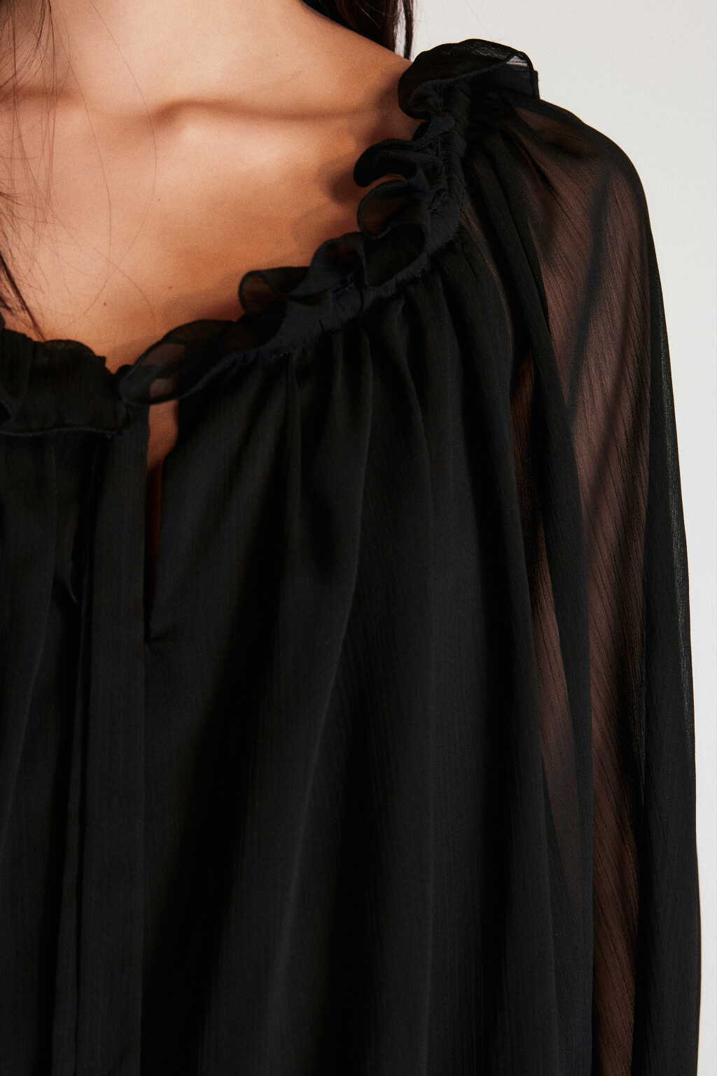 Платье шифоновое с заниженной талией - цвет черный - 7