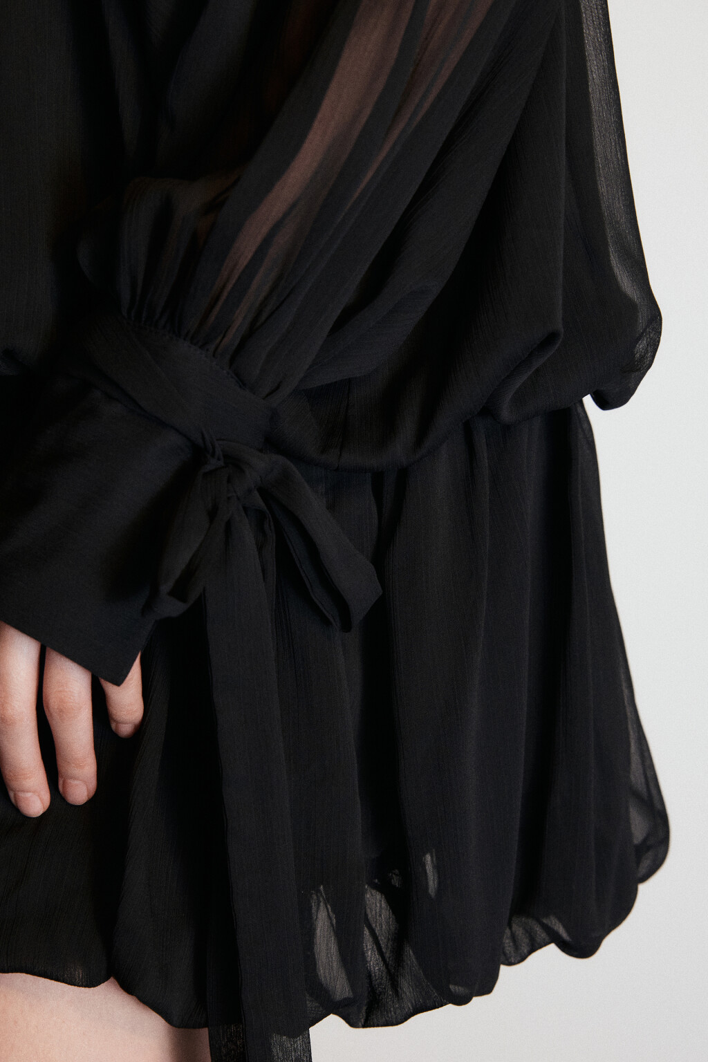 Платье шифоновое с заниженной талией - цвет черный - 8