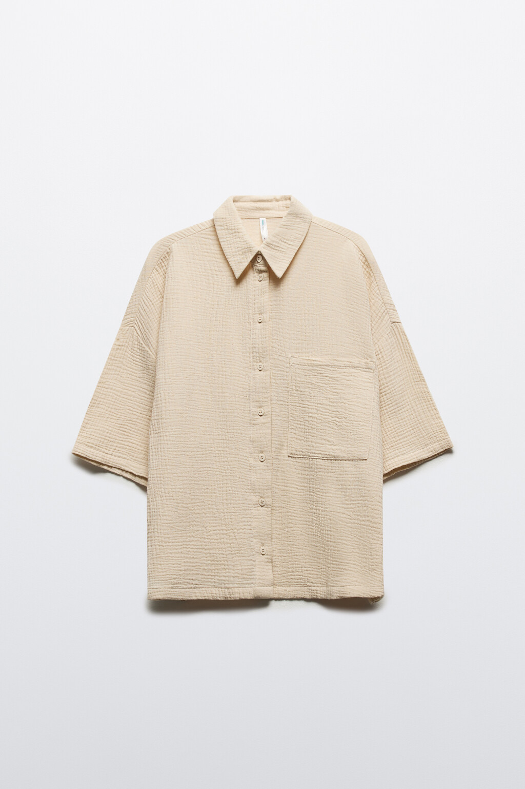 Рубашка из хлопкового муслина - цвет бежевый - 7