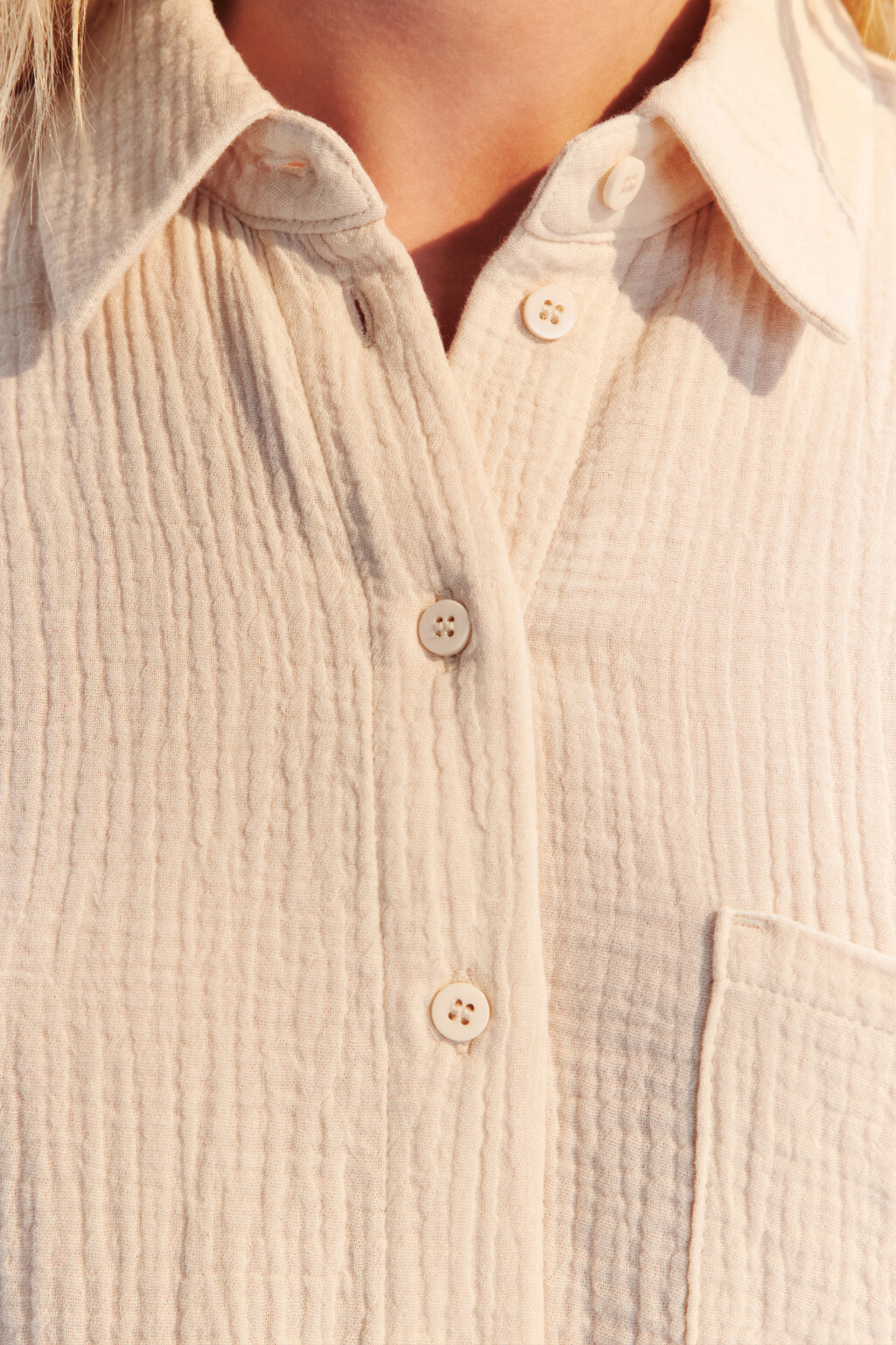 Рубашка из хлопкового муслина - цвет бежевый - 5