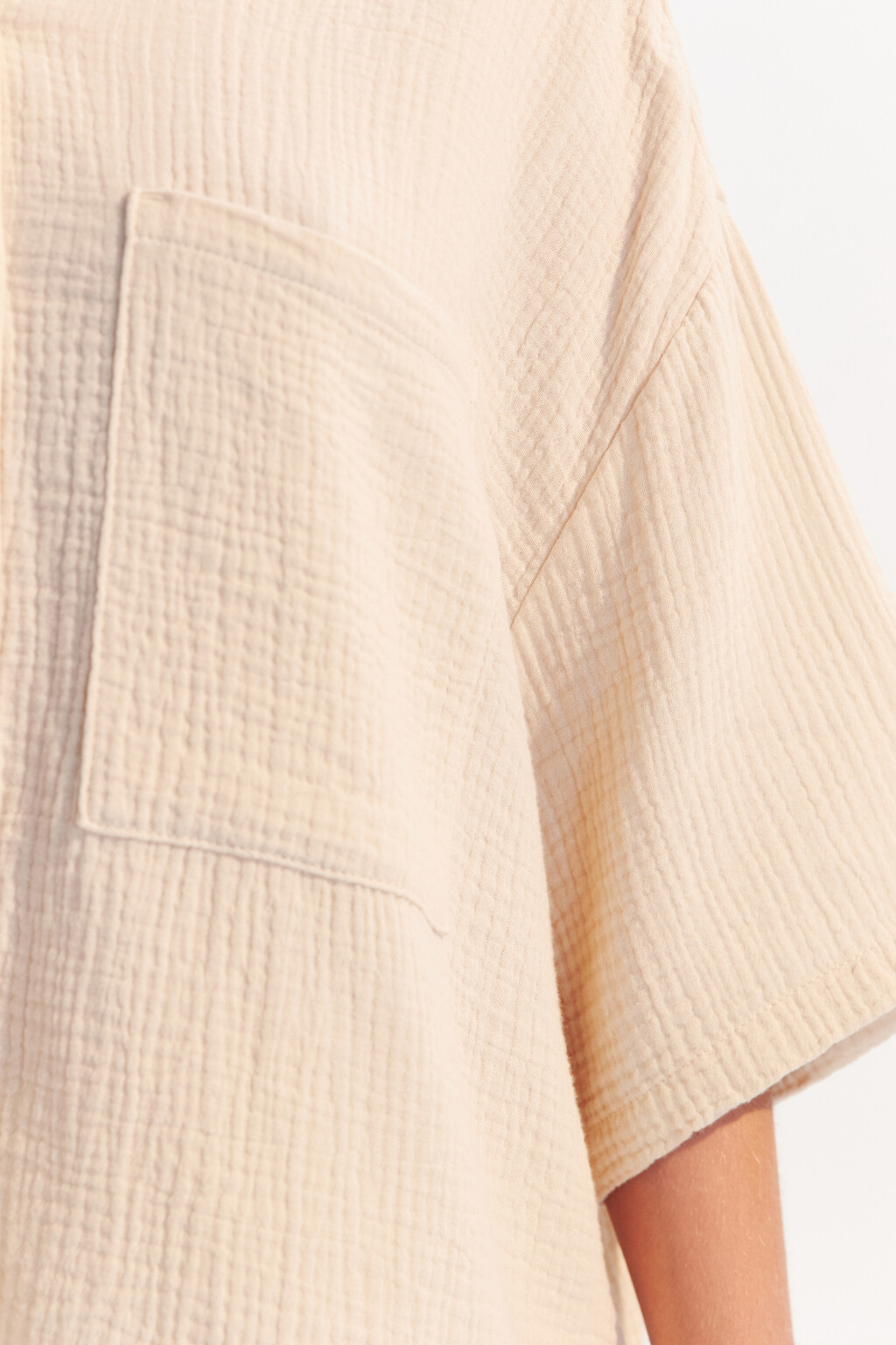 Рубашка из хлопкового муслина - цвет бежевый - 6