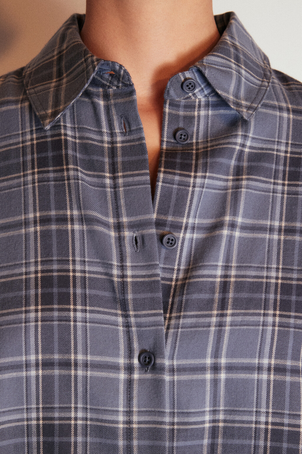 Рубашка хлопковая в клетку - цвет голубой - 7