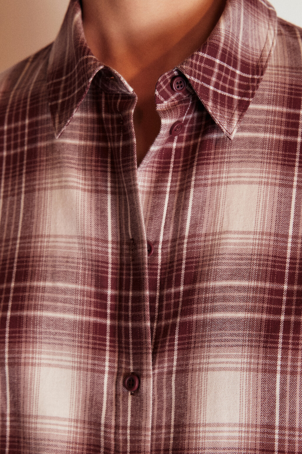 Рубашка хлопковая в клетку - цвет бежевый - 7