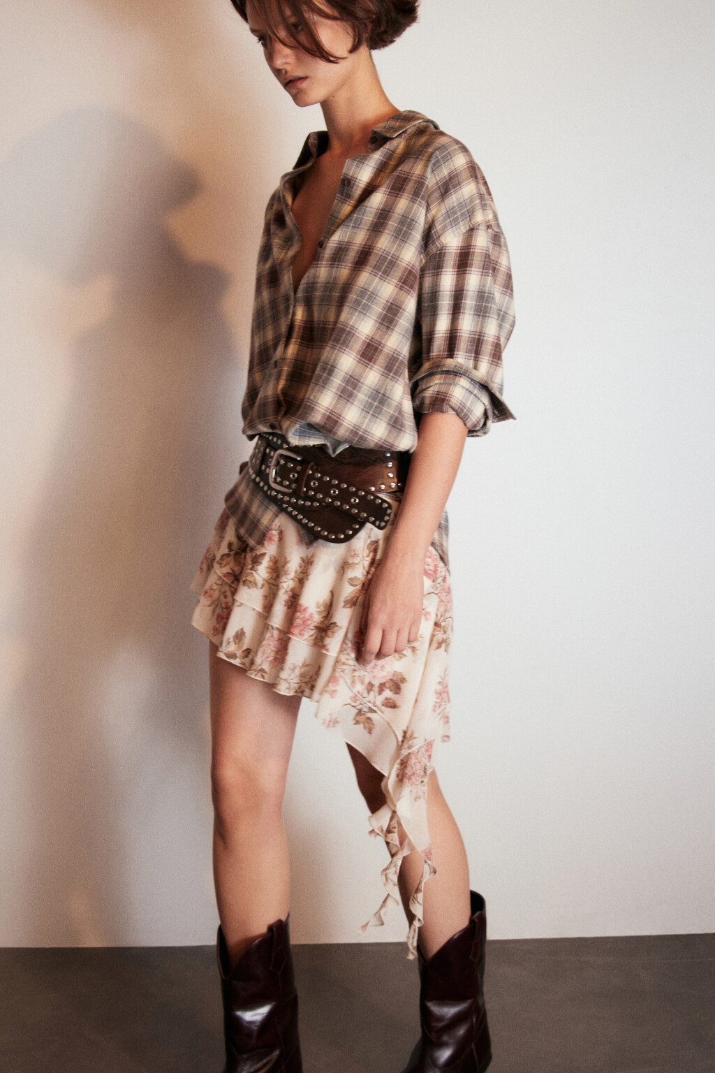 Рубашка хлопковая в клетку - цвет мультиколор - 2