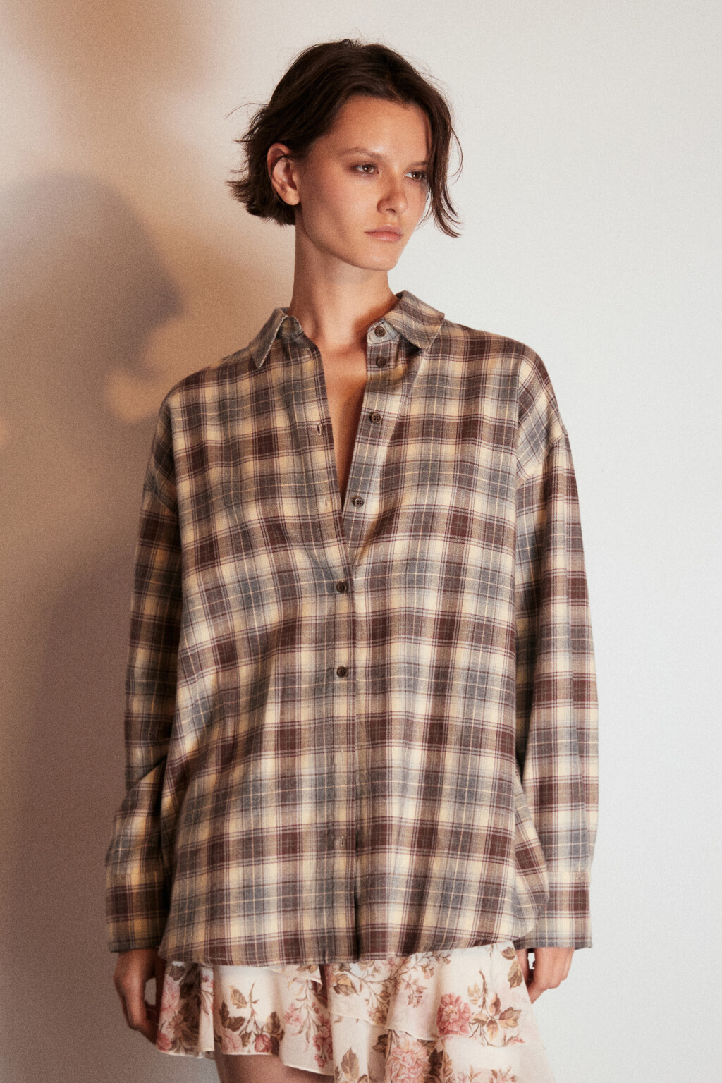 Рубашка хлопковая в клетку - цвет мультиколор - 3