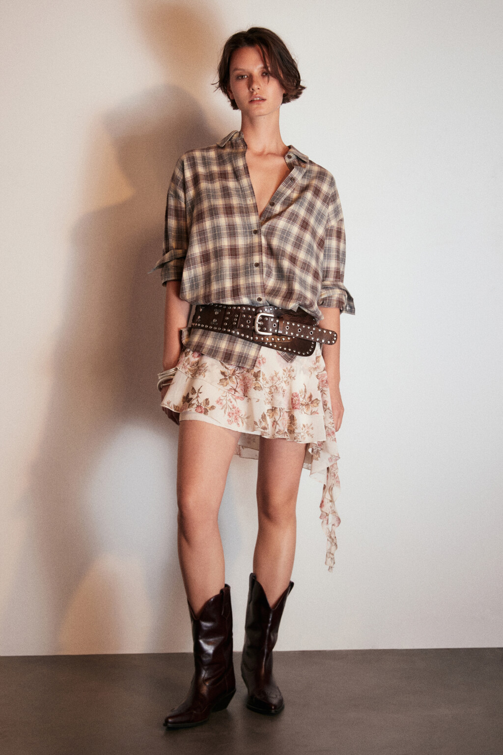 Рубашка хлопковая в клетку - цвет мультиколор - 5