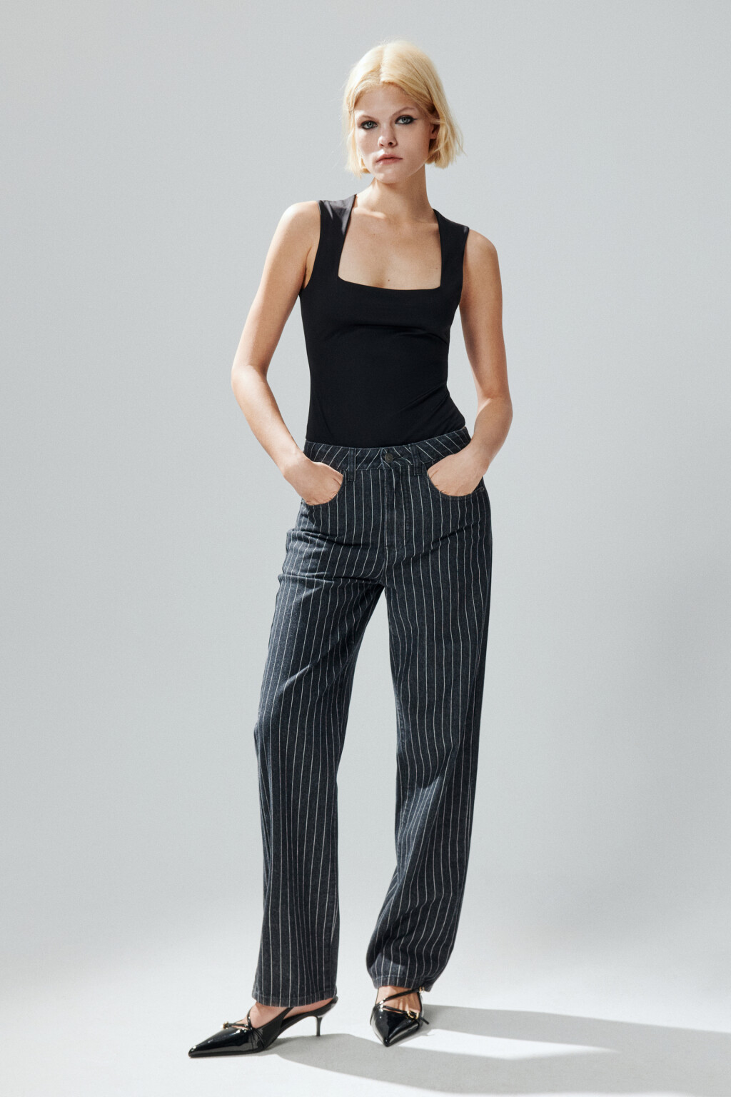 Боди-майка с квадратным вырезом - цвет черный - 5