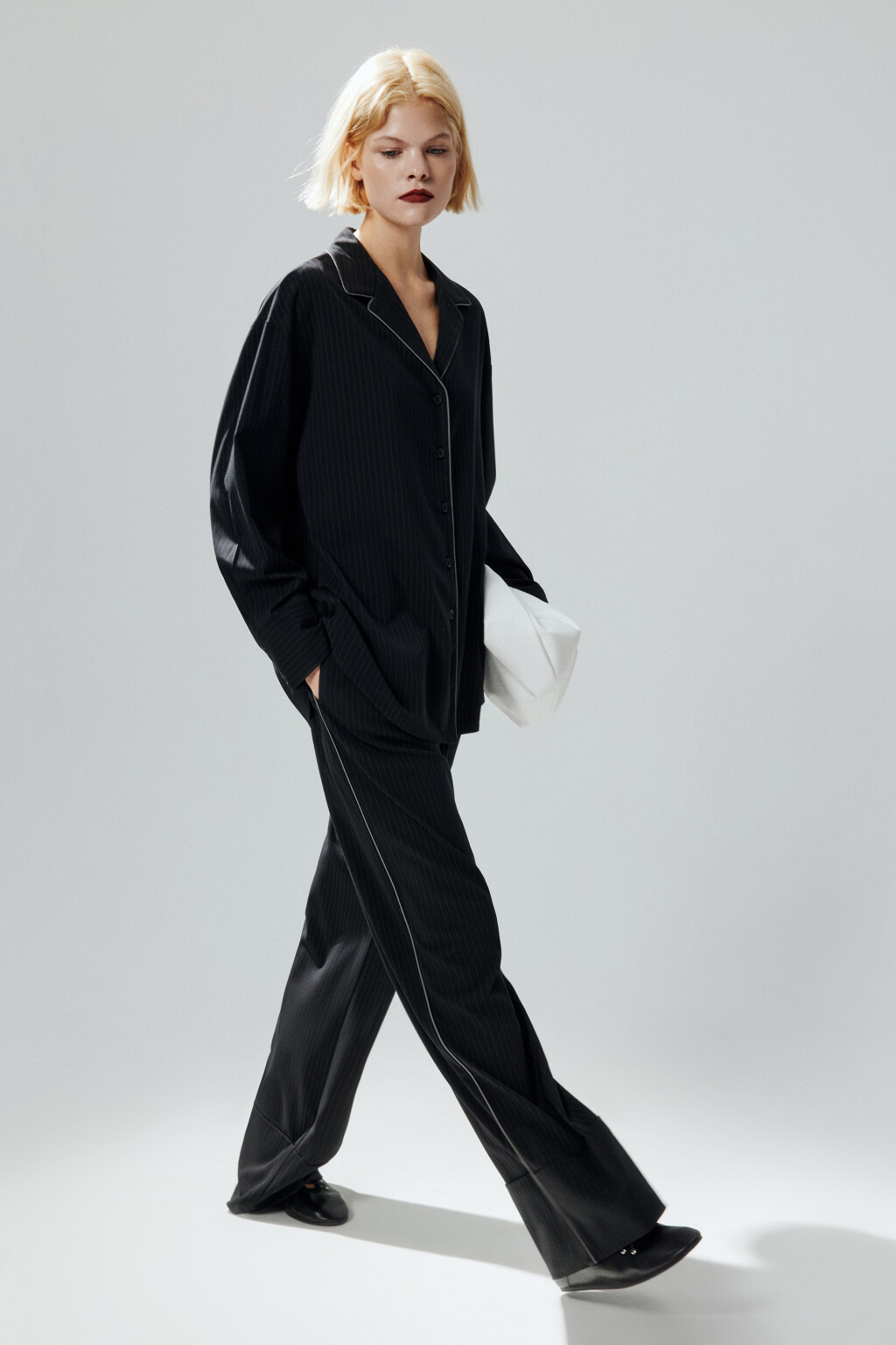 Рубашка oversize в полоску - цвет черный - 2