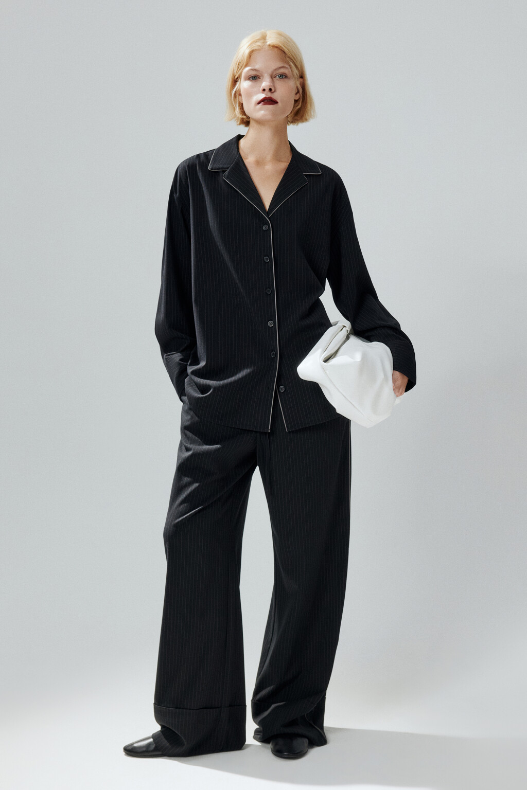 Рубашка oversize в полоску - цвет черный - 5