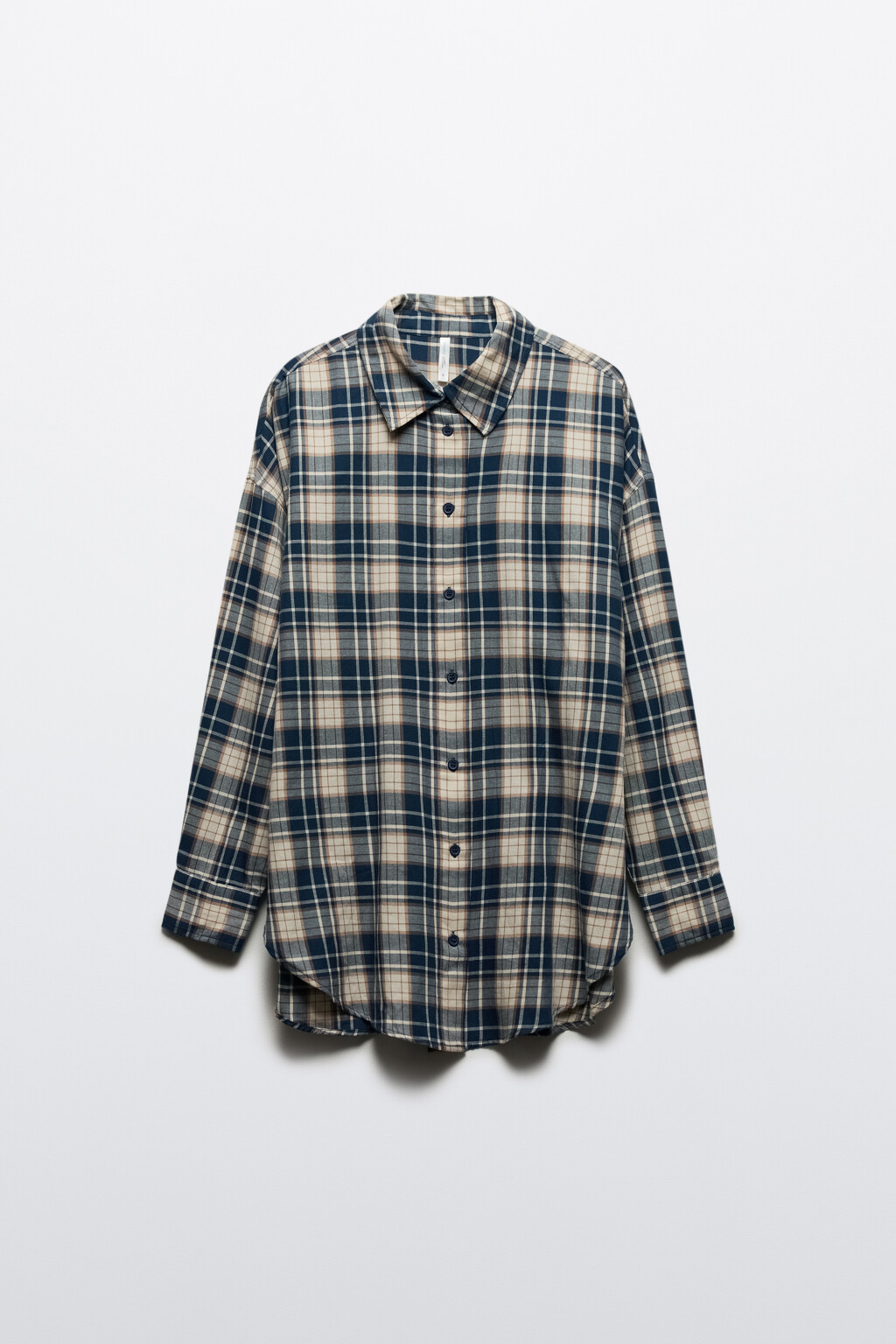 Рубашка хлопковая в клетку - цвет синий - 8