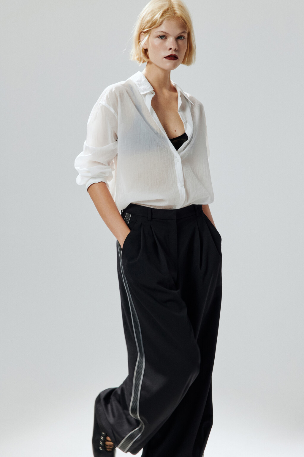 Рубашка из тонкого нейлона - цвет белый - 3