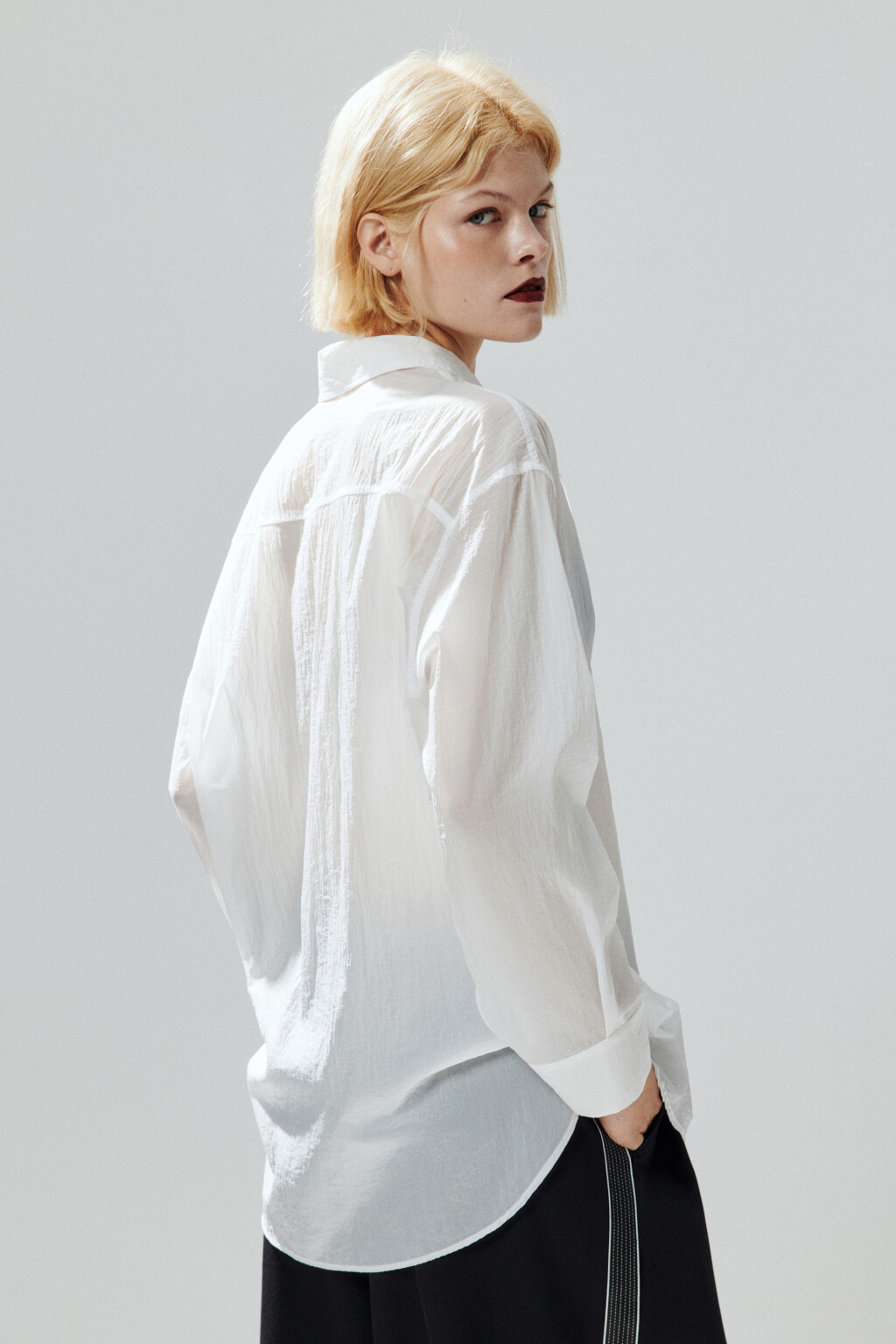 Рубашка из тонкого нейлона - цвет белый - 5