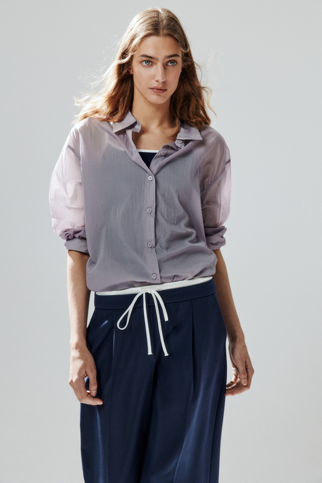 Рубашка из тонкого нейлона - цвет сиреневый - 1