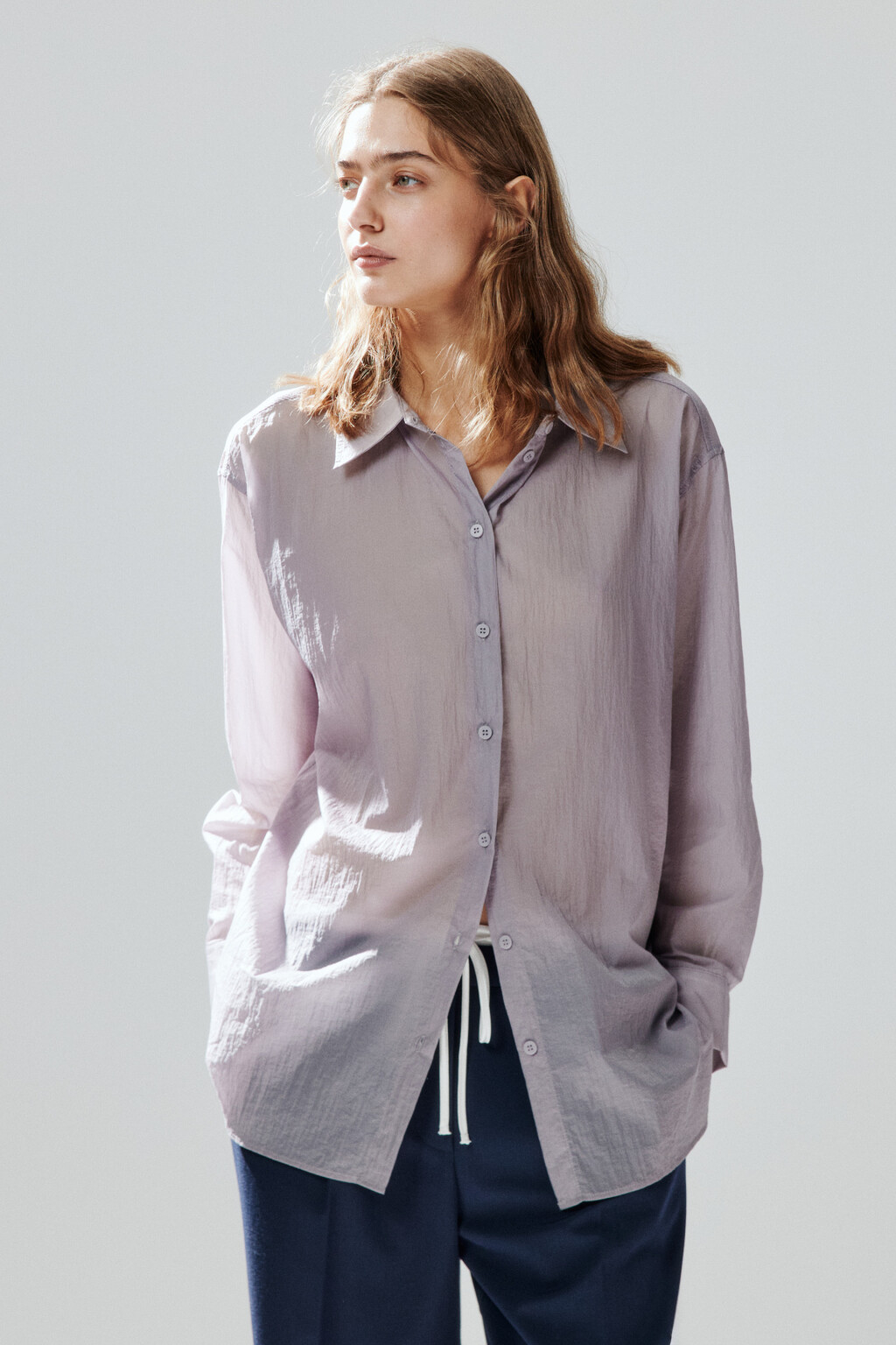 Рубашка из тонкого нейлона - цвет сиреневый - 2
