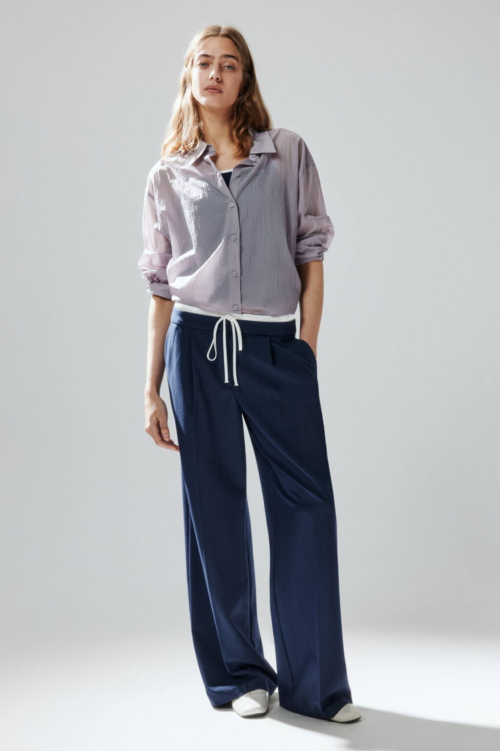 Рубашка из тонкого нейлона - цвет сиреневый - 4