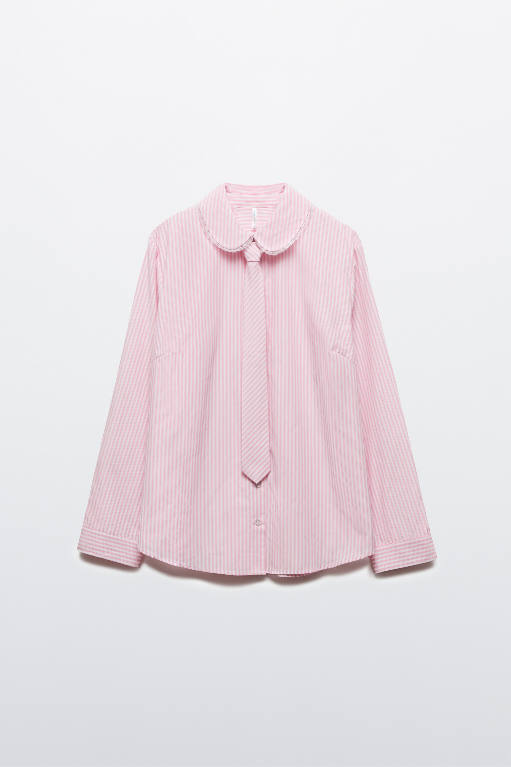 Блузка классическая с галстуком - цвет розовый - 10