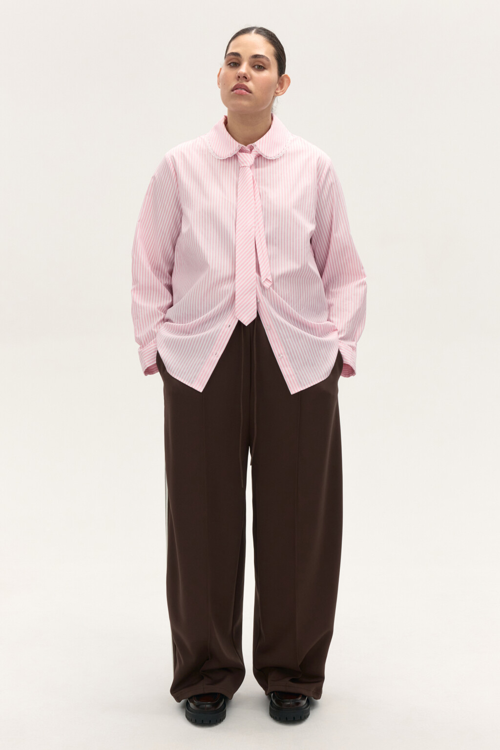 Блузка классическая с галстуком - цвет розовый - 6