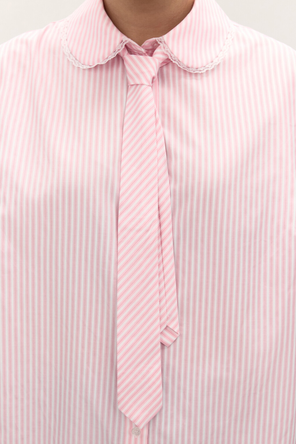 Блузка классическая с галстуком - цвет розовый - 7
