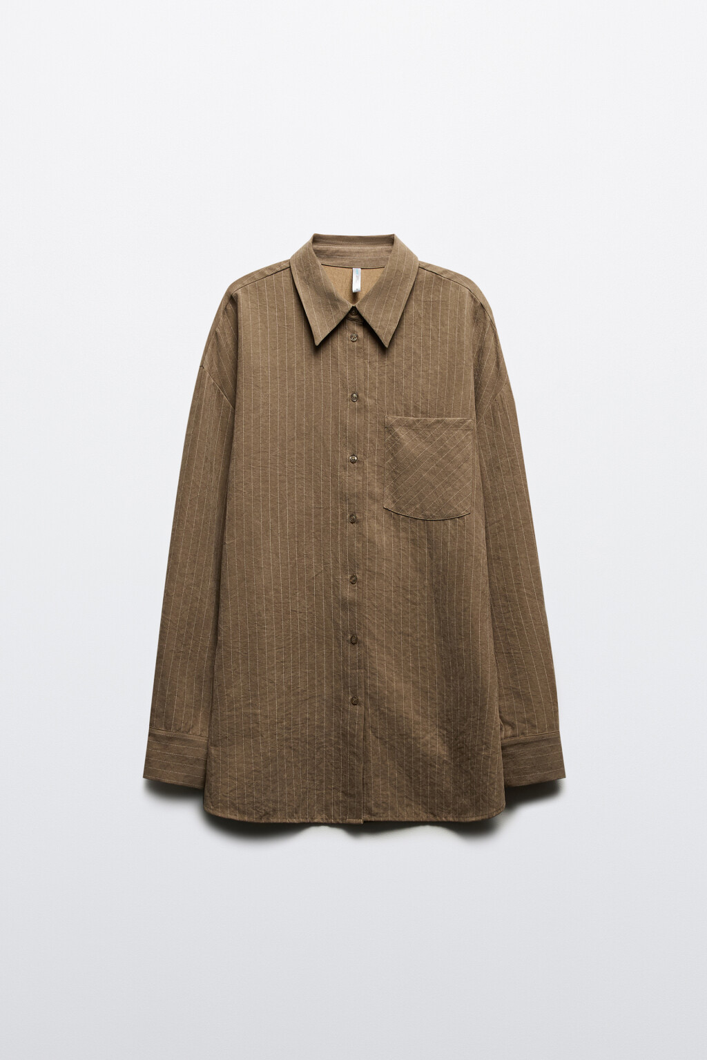 Рубашка в полоску с карманом - цвет зеленый - 8