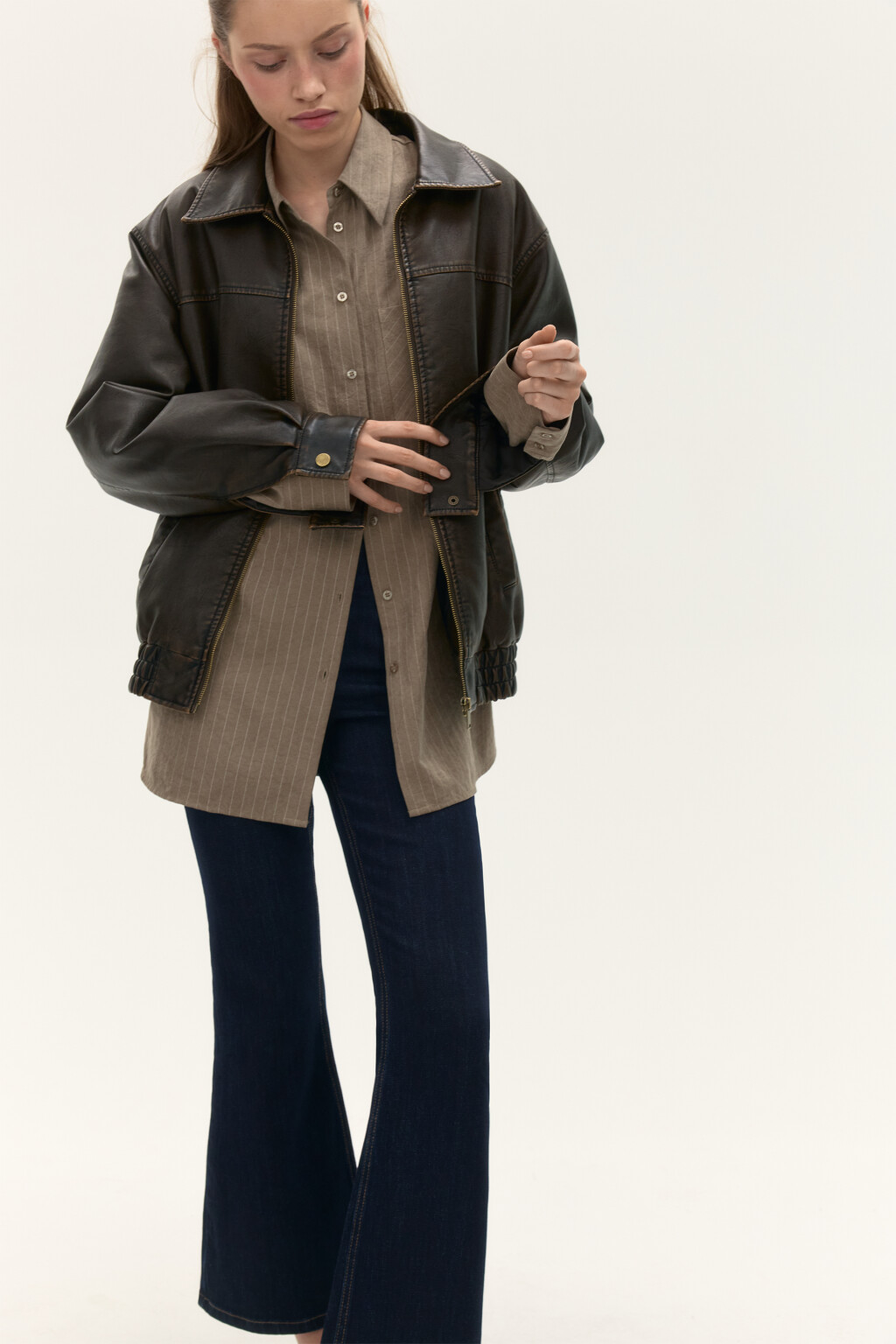 Рубашка в полоску с карманом - цвет зеленый - 2