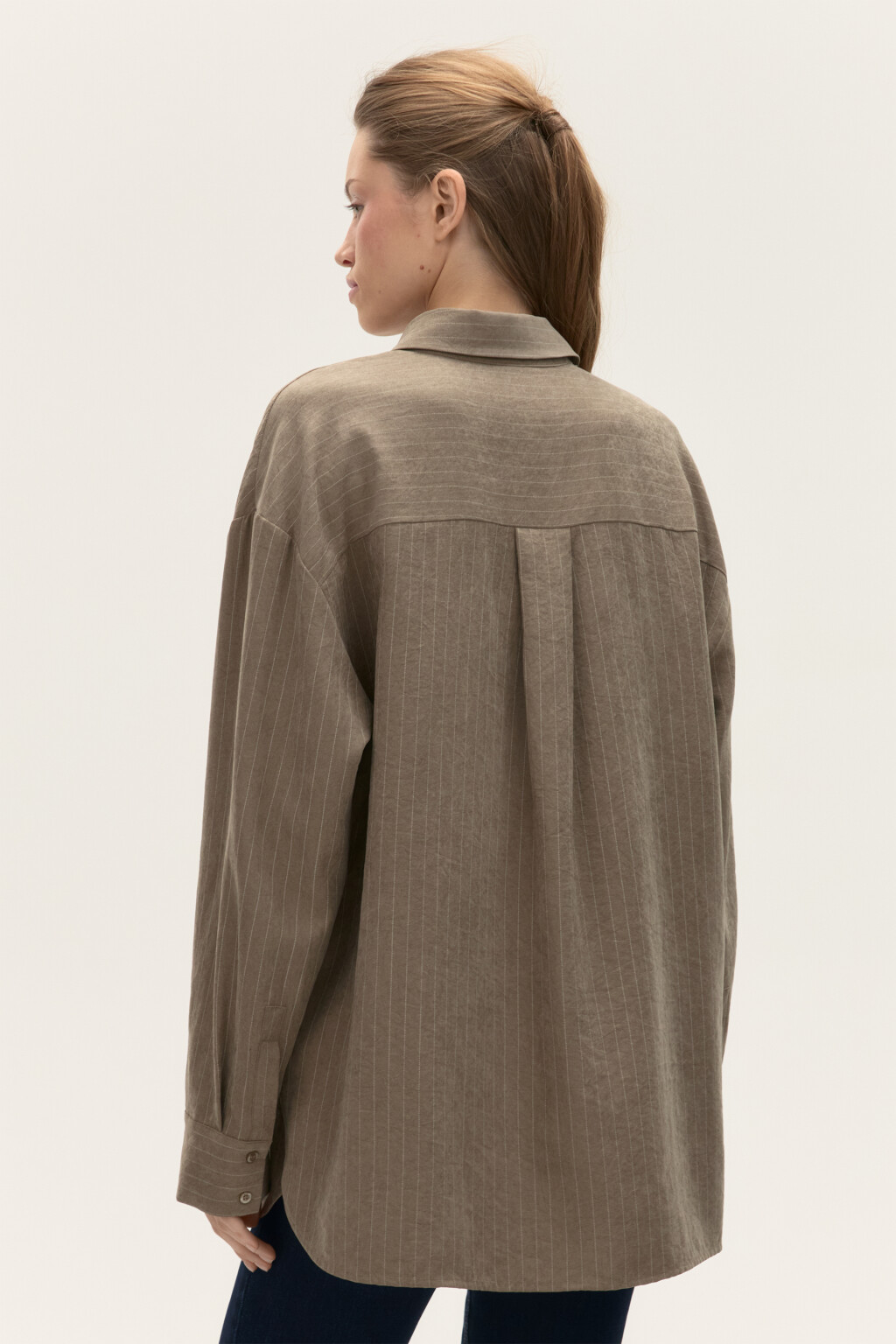 Рубашка в полоску с карманом - цвет зеленый - 4