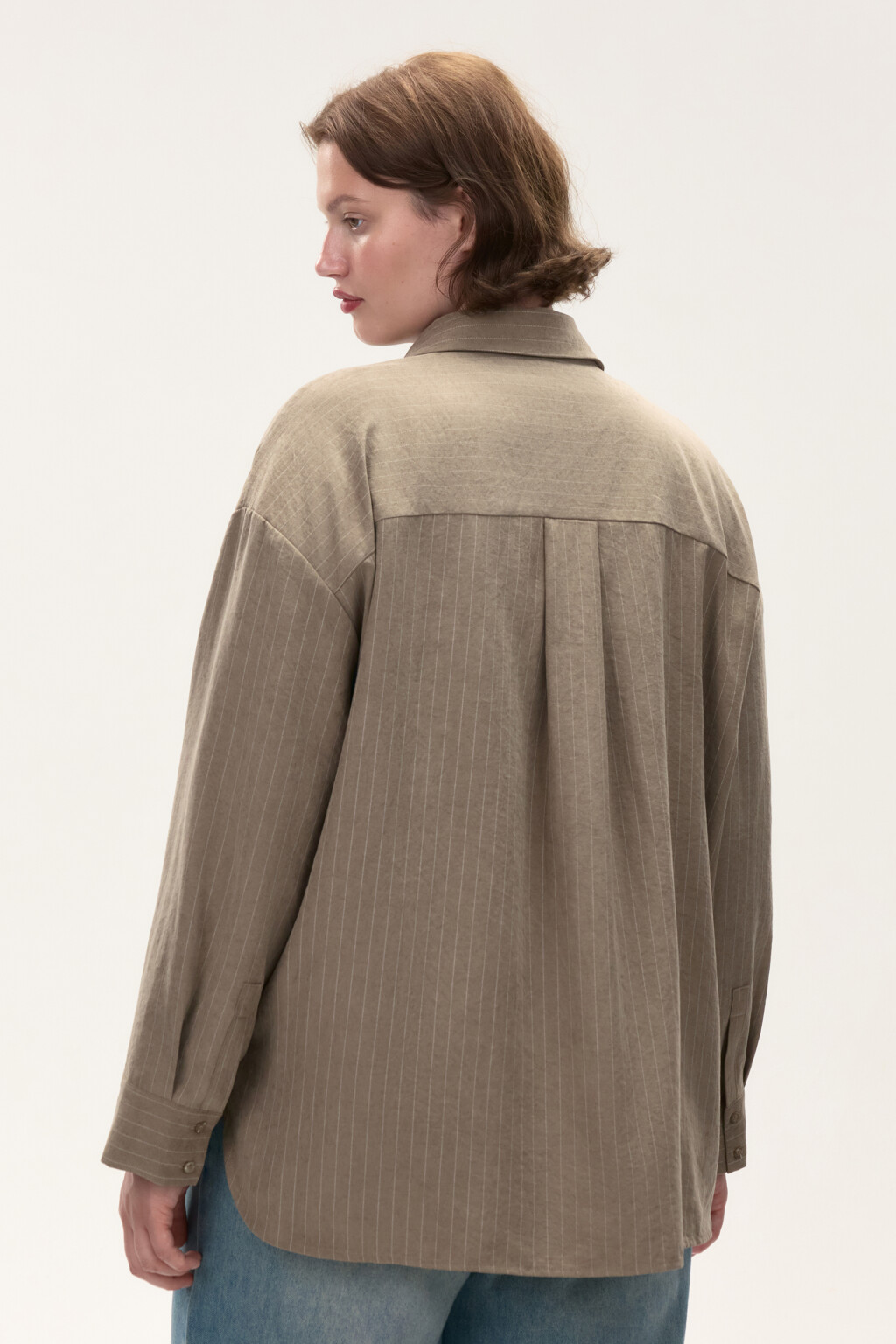 Рубашка в полоску с карманом - цвет зеленый - 3