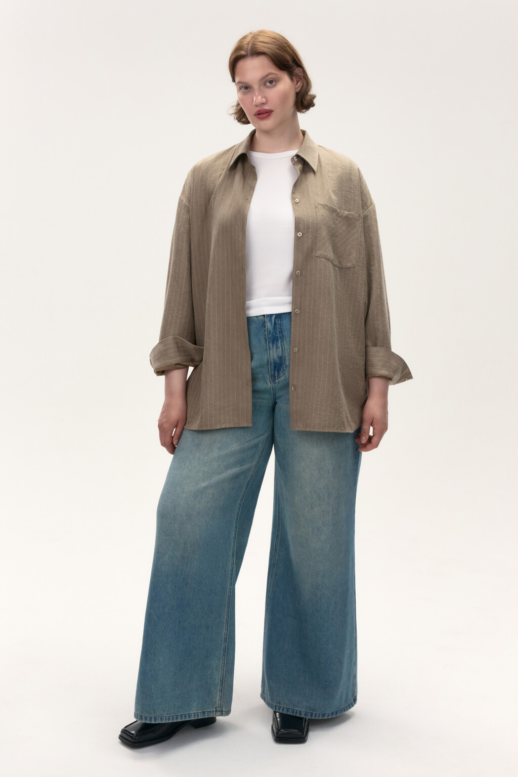 Рубашка в полоску с карманом - цвет зеленый - 4